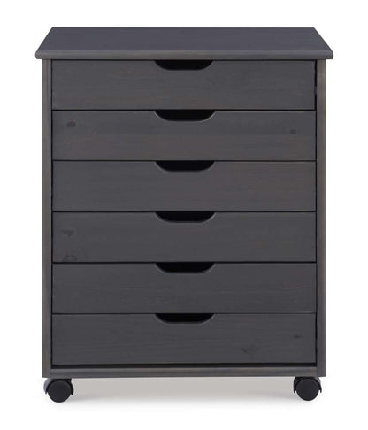 Linon Home Decor - Cary Six Drawer Wide Roll Cart, Grey - CT41GRY01 veiw 2