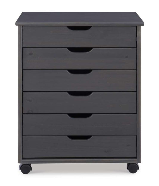 Linon Home Decor - Cary Six Drawer Wide Roll Cart, Grey - CT41GRY01 veiw 2