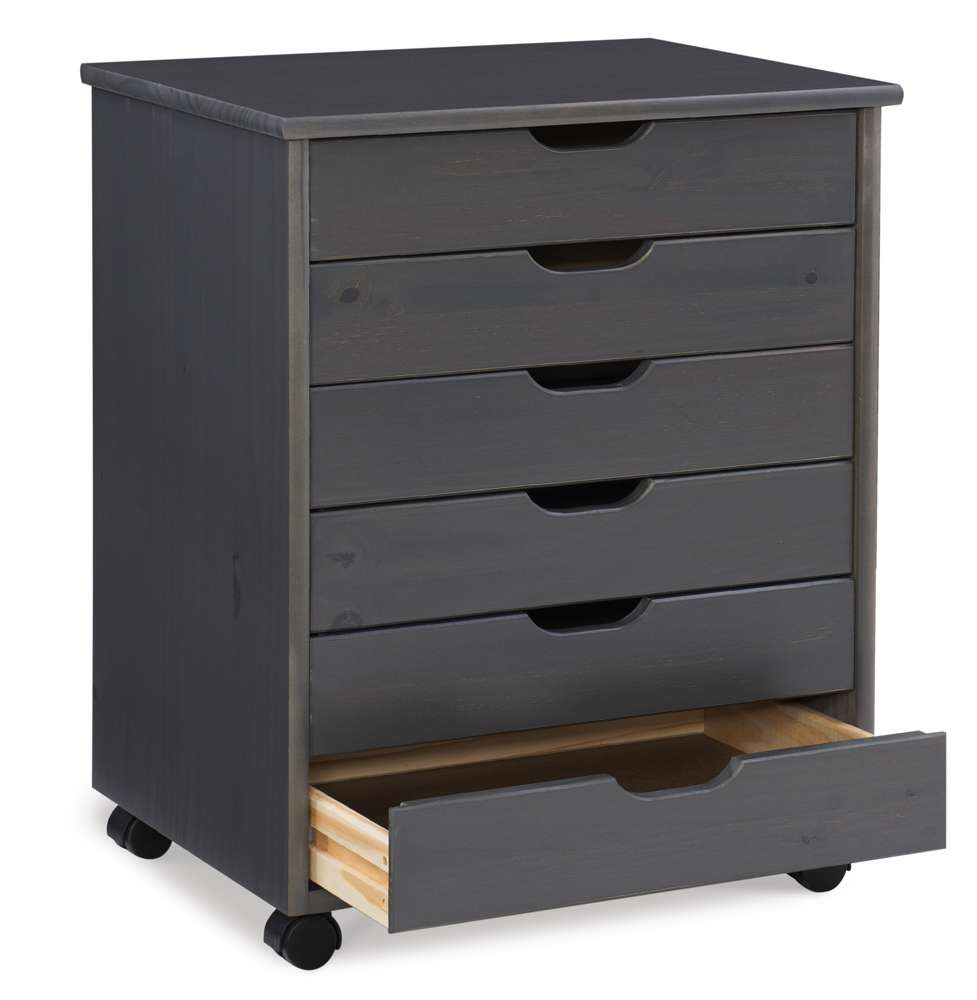 Linon Home Decor - Cary Six Drawer Wide Roll Cart, Grey - CT41GRY01 veiw 5