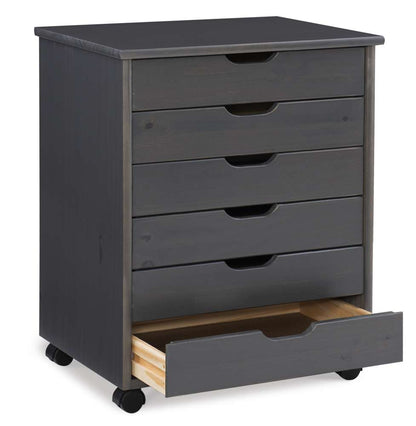 Linon Home Decor - Cary Six Drawer Wide Roll Cart, Grey - CT41GRY01 veiw 5