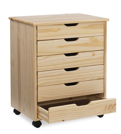 Linon Home Decor - Cary Six Drawer Wide Roll Cart, Natural - CT41NAT01 veiw 6