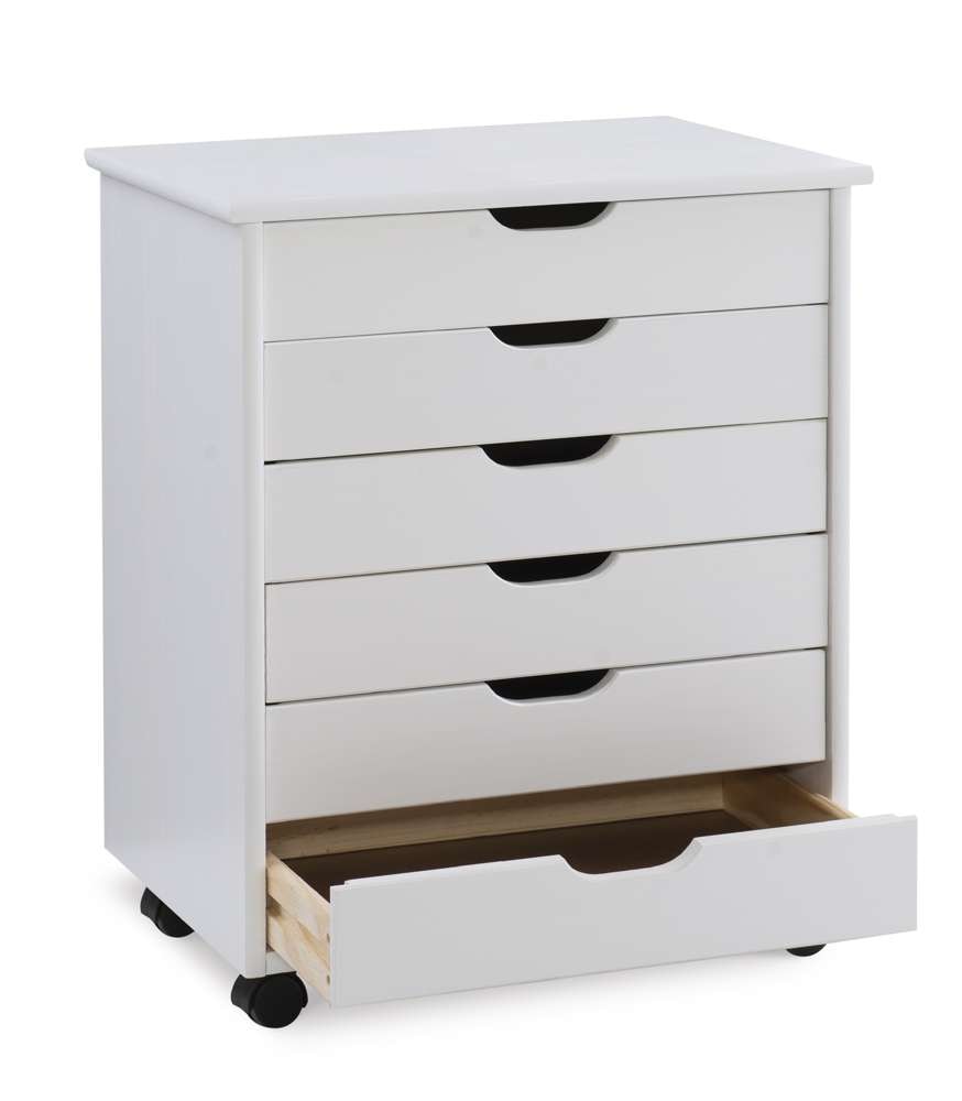 Linon Home Decor - Cary Six Drawer Wide Roll Cart, White Wash - CT41WHT01 veiw 6