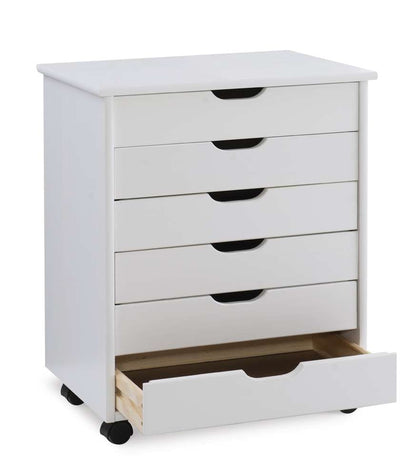 Linon Home Decor - Cary Six Drawer Wide Roll Cart, White Wash - CT41WHT01 veiw 6