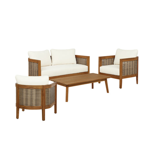 Linon Home Decor - Chaddsley Outdoor Brown 4PC Set 2 Chair Loveseat Table - ODNH14BRN04U view 1