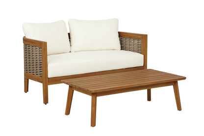 Linon Home Decor - Chaddsley Outdoor Brown Loveseat and Table - ODNH14BRN02U view 1