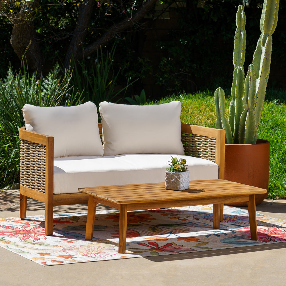 Linon Home Decor - Chaddsley Outdoor Brown Loveseat and Table - ODNH14BRN02U view 12