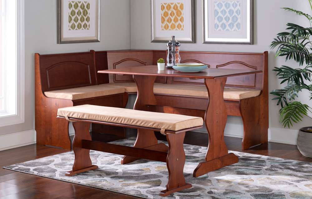 Linon Home Decor - Chelsea Nook Set with Cushions, Walnut/Beige - K90375WALBGESET view 3