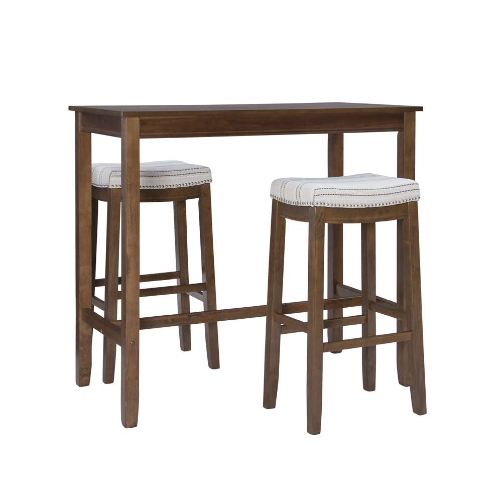 Linon Home Decor - Clardige 3Pc Bar Set Rustic Stripe - TS53RUSSTPABCU veiw 1