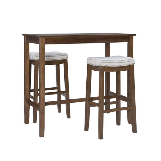 Linon Home Decor - Clardige 3Pc Bar Set Rustic Stripe - TS53RUSSTPABCU veiw 1