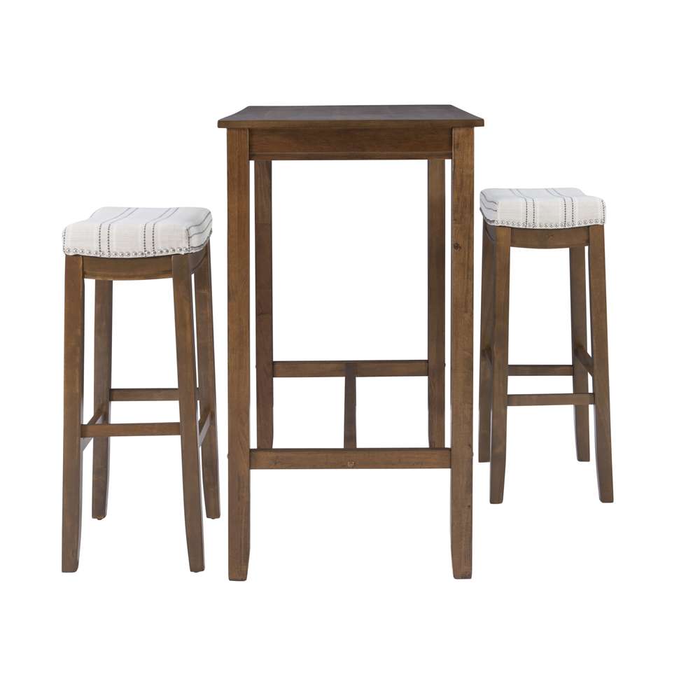 Linon Home Decor - Clardige 3Pc Bar Set Rustic Stripe - TS53RUSSTPABCU veiw 3