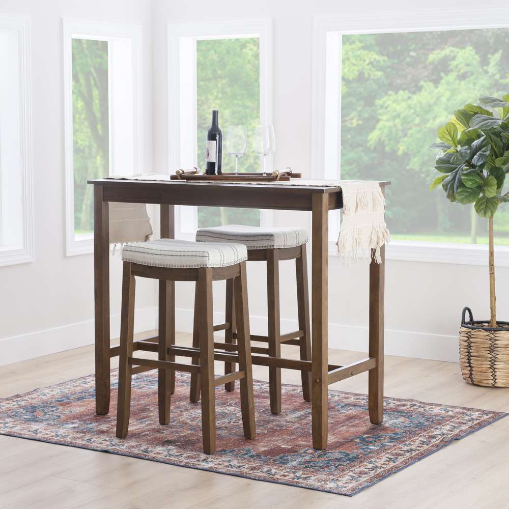 Linon Home Decor - Clardige 3Pc Bar Set Rustic Stripe - TS53RUSSTPABCU veiw 4