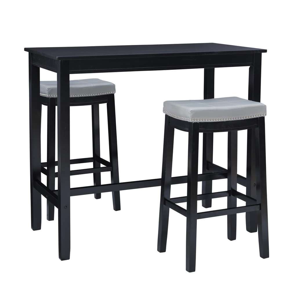 Linon Home Decor - Claridge 3Pc Bar Set Black Grey - TS53BLKGRYABCU veiw 1