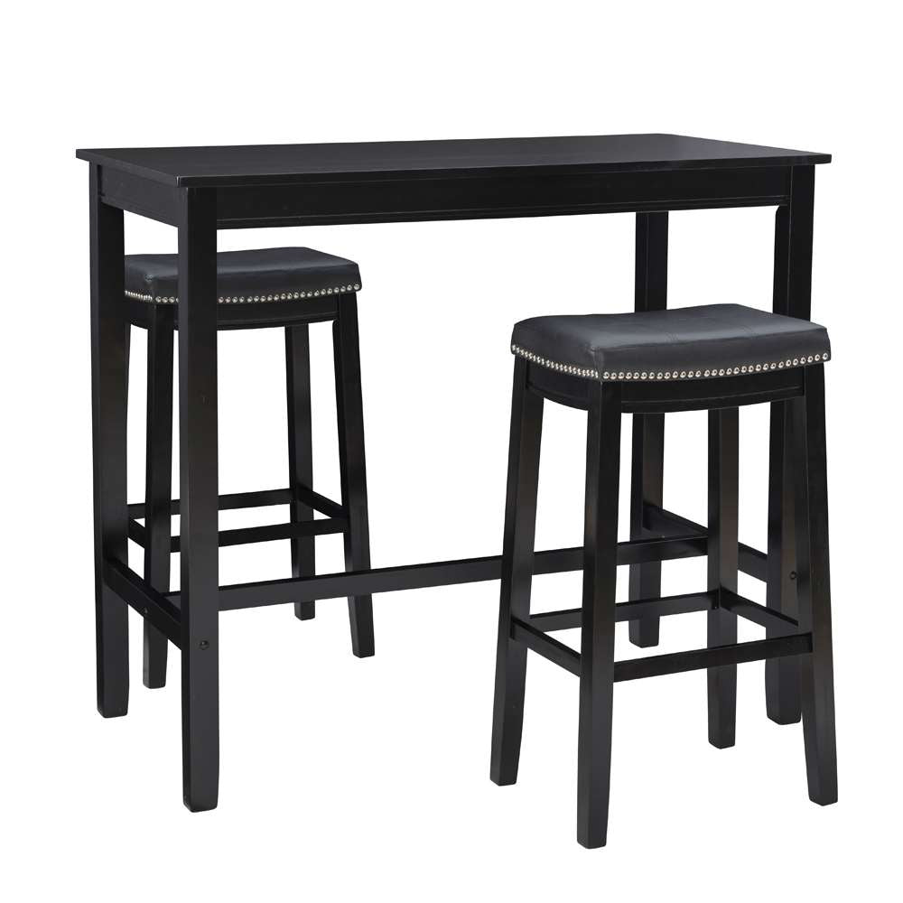 Linon Home Decor - Claridge 3Pc Bar Set Black - TS53BLKABCU veiw 1