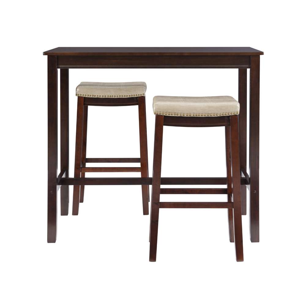 Linon Home Decor - Claridge 3Pc Bar Set Brown Beige - TS53BRNBGEABCU veiw 2