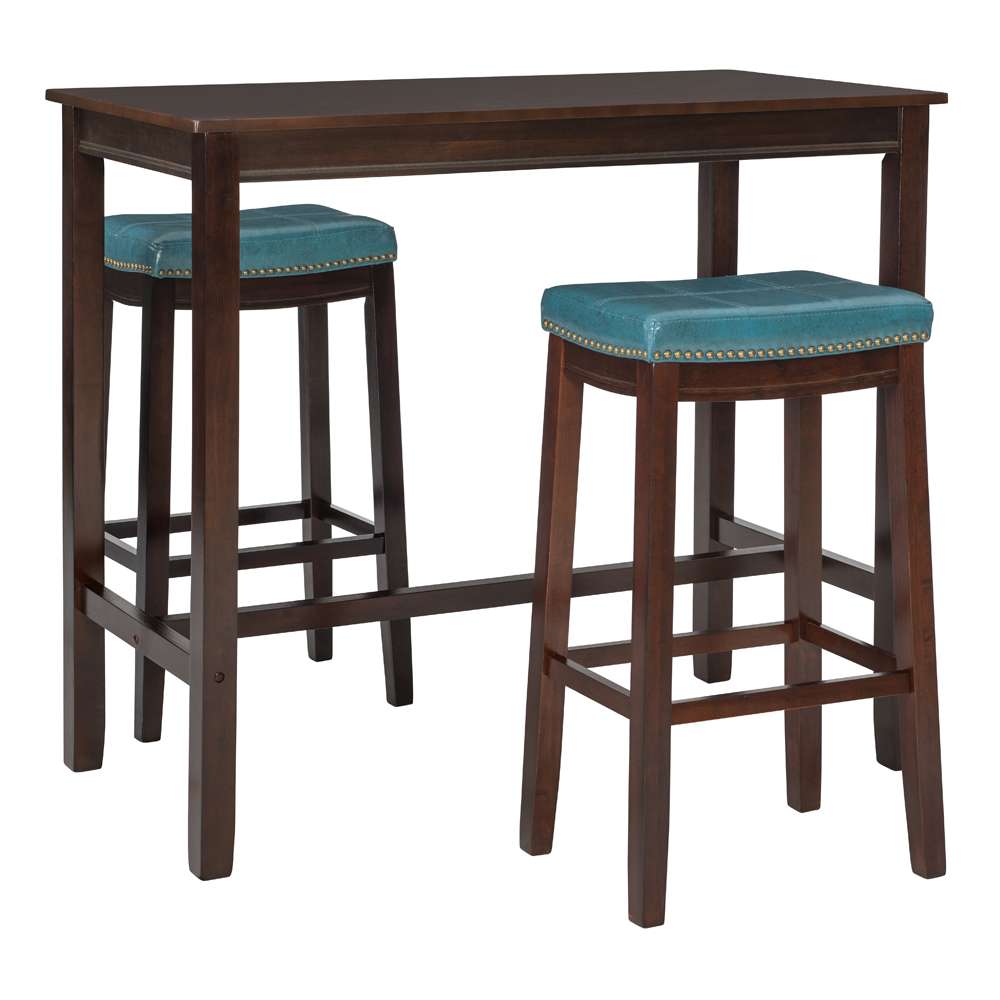 Linon Home Decor - Claridge 3Pc Bar Set Brown Blue - TS53BRNBLUABCU veiw 1