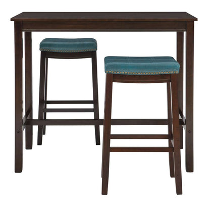 Linon Home Decor - Claridge 3Pc Bar Set Brown Blue - TS53BRNBLUABCU veiw 2