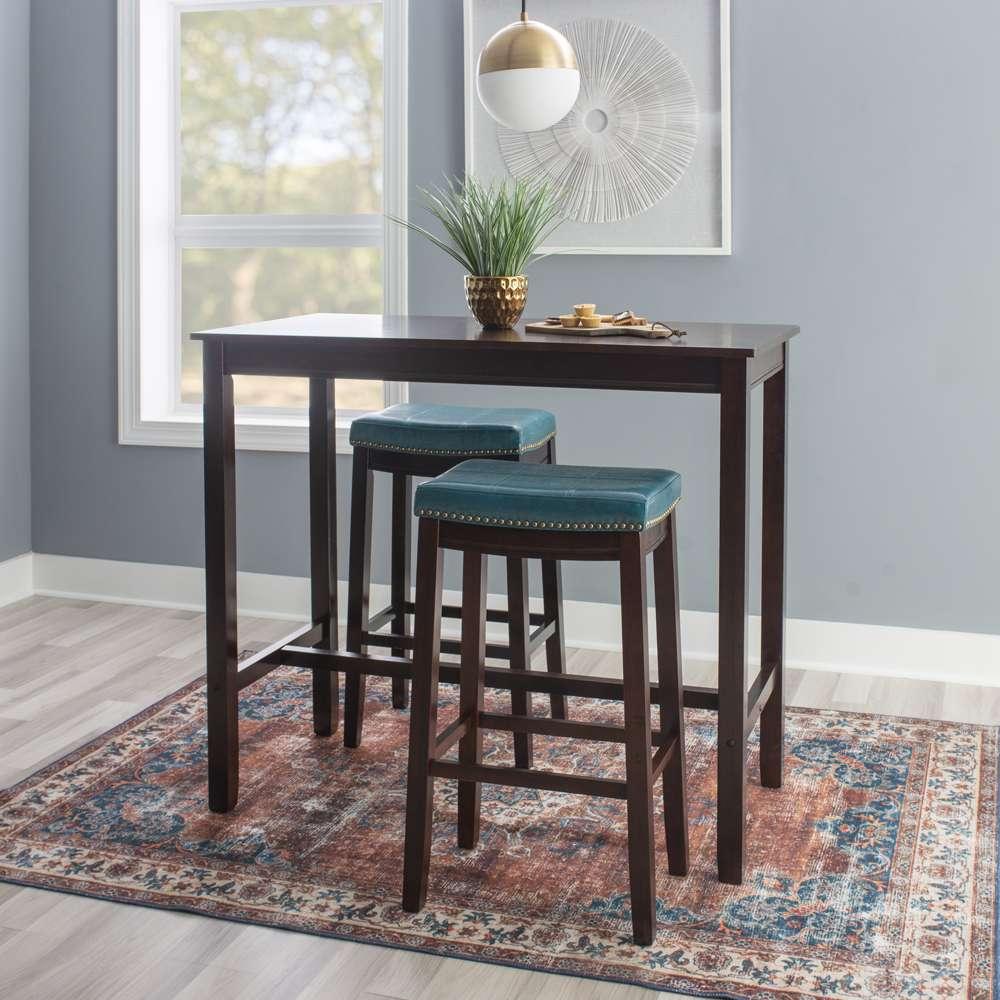 Linon Home Decor - Claridge 3Pc Bar Set Brown Blue - TS53BRNBLUABCU veiw 4
