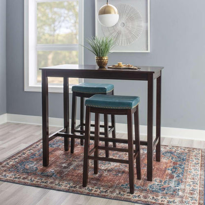 Linon Home Decor - Claridge 3Pc Bar Set Brown Blue - TS53BRNBLUABCU veiw 4