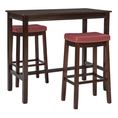 Linon Home Decor - Claridge 3Pc Bar Set Brown Red - TS53BRNREDABCU veiw 1