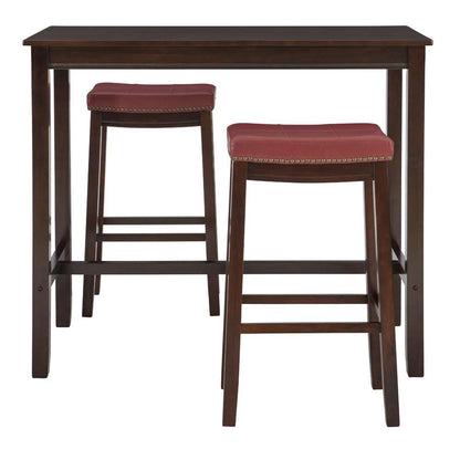 Linon Home Decor - Claridge 3Pc Bar Set Brown Red - TS53BRNREDABCU veiw 2