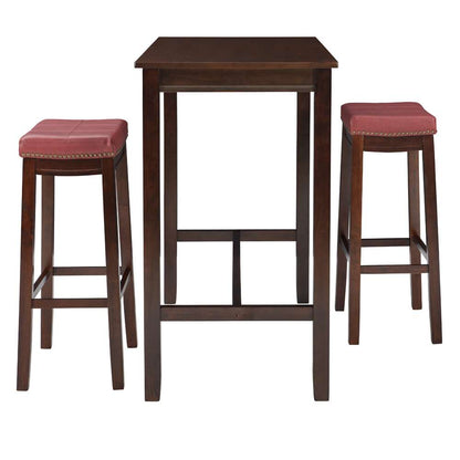 Linon Home Decor - Claridge 3Pc Bar Set Brown Red - TS53BRNREDABCU veiw 3