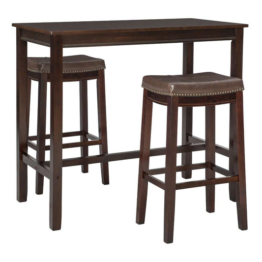 Linon Home Decor - Claridge 3Pc Bar Set Brown - TS53BRNABCU veiw 1