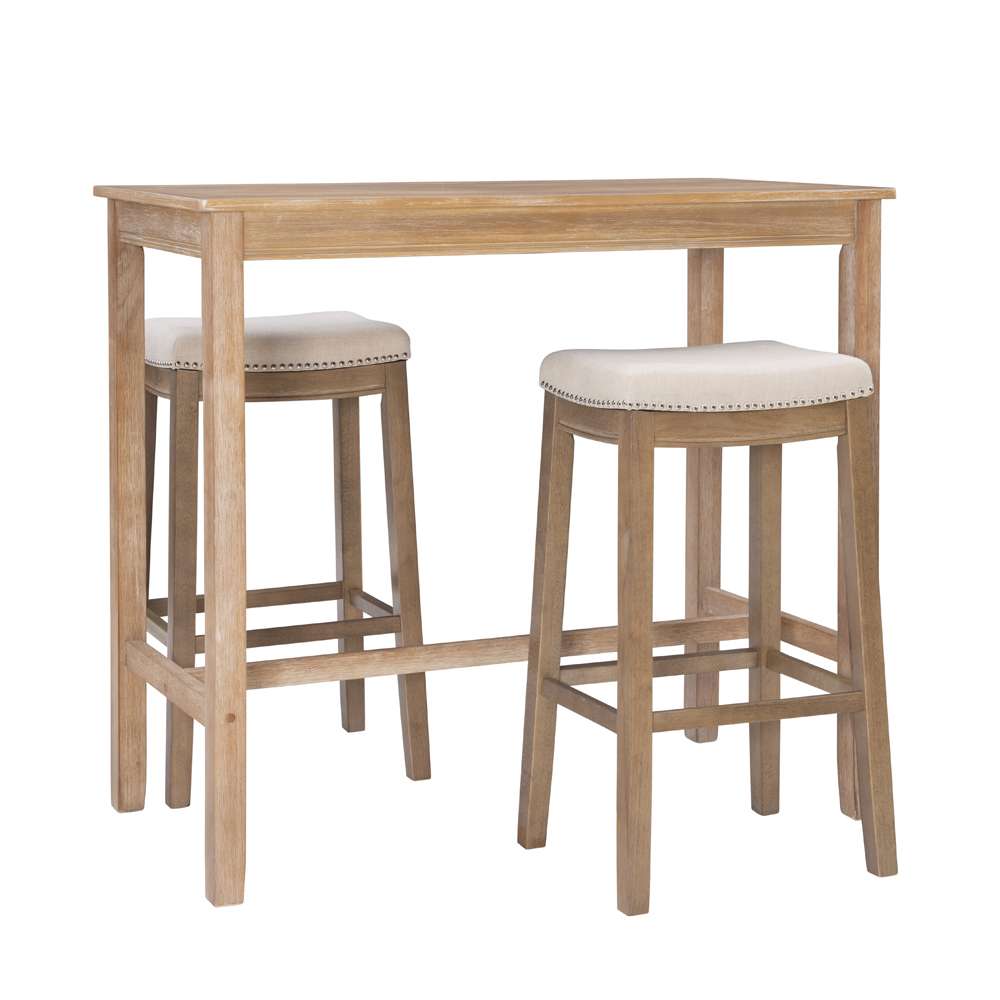 Linon Home Decor - Claridge 3Pc Bar Set Natural - TS53NATABCU veiw 1
