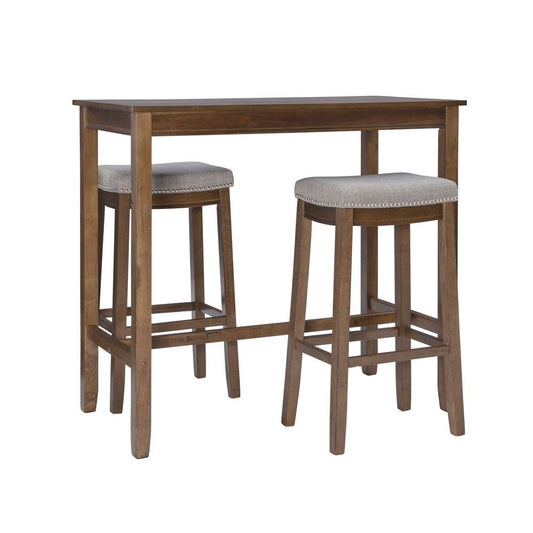 Linon Home Decor - Claridge 3Pc Bar Set Rustic - TS53RUSABCU veiw 1