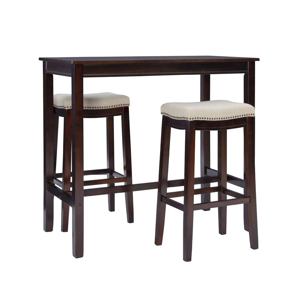 Linon Home Decor - Claridge 3Pc Bar Set Walnut Linen - TS53WALABCU veiw 1