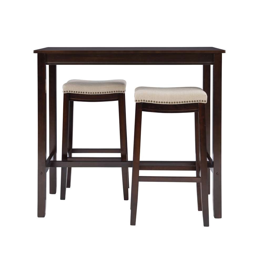 Linon Home Decor - Claridge 3Pc Bar Set Walnut Linen - TS53WALABCU veiw 2