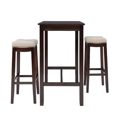 Linon Home Decor - Claridge 3Pc Bar Set Walnut Linen - TS53WALABCU veiw 3