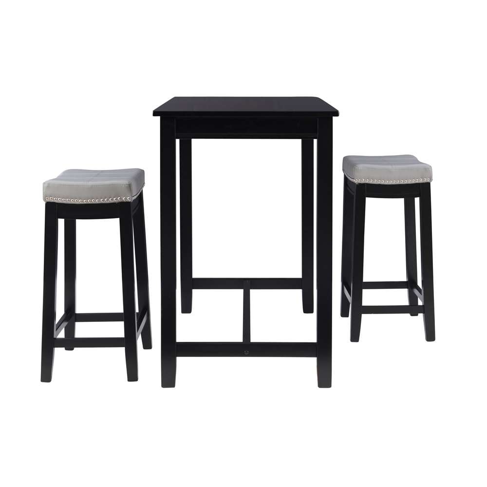 Linon Home Decor - Claridge 3Pc Counter Set Black Grey - TS52BLKGRYABCU veiw 3