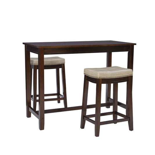 Linon Home Decor - Claridge 3Pc Counter Set Brown Beige - TS52BRNBGEABCU veiw 1