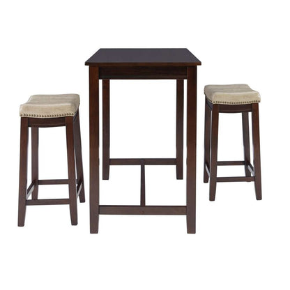 Linon Home Decor - Claridge 3Pc Counter Set Brown Beige - TS52BRNBGEABCU veiw 3