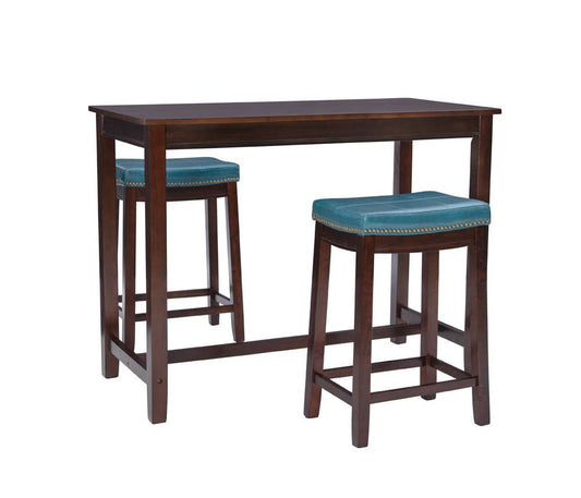 Linon Home Decor - Claridge 3Pc Counter Set Brown Blue - TS52BRNBLUABCU veiw 1