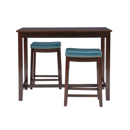 Linon Home Decor - Claridge 3Pc Counter Set Brown Blue - TS52BRNBLUABCU veiw 2