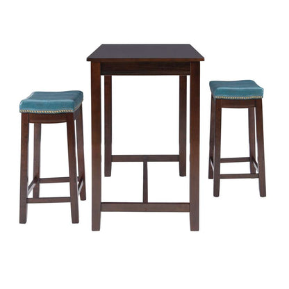 Linon Home Decor - Claridge 3Pc Counter Set Brown Blue - TS52BRNBLUABCU veiw 3