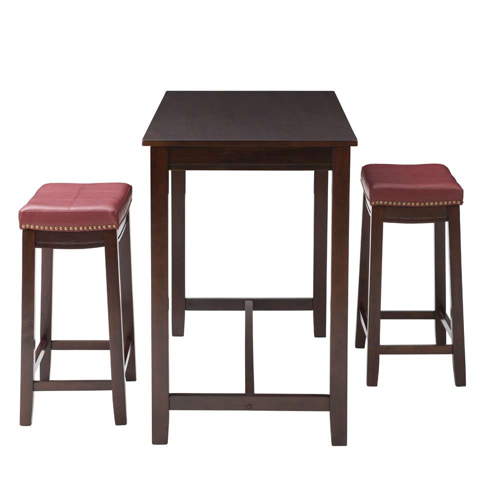 Linon Home Decor - Claridge 3Pc Counter Set Brown Red - TS52BRNREDABCU view 3