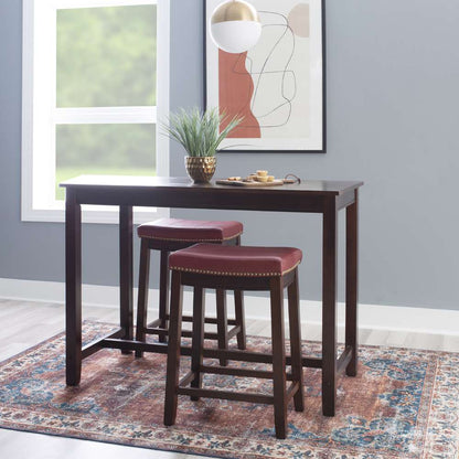 Linon Home Decor - Claridge 3Pc Counter Set Brown Red - TS52BRNREDABCU view 4