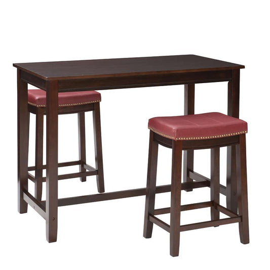Linon Home Decor - Claridge 3Pc Counter Set Brown Red - TS52BRNREDABCU veiw 1