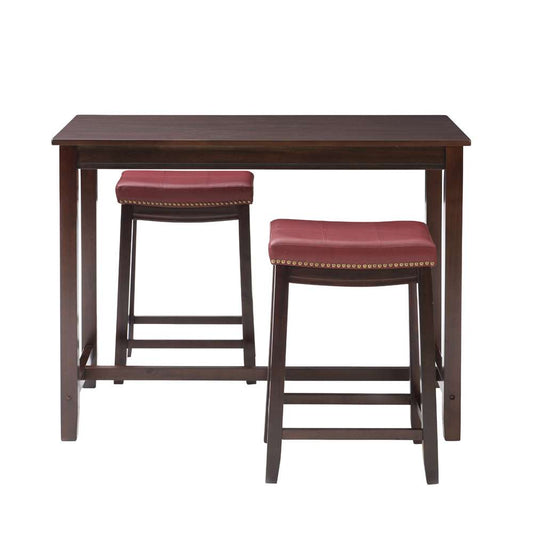 Linon Home Decor - Claridge 3Pc Counter Set Brown Red - TS52BRNREDABCU veiw 2