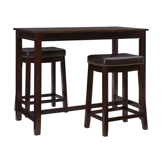 Linon Home Decor - Claridge 3Pc Counter Set Brown - TS52BRNABCU veiw 1