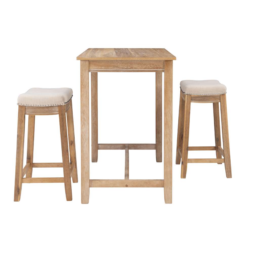 Linon Home Decor - Claridge 3Pc Counter Set Natural - TS52NATABCU view 3