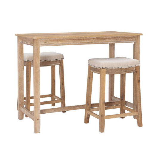 Linon Home Decor - Claridge 3Pc Counter Set Natural - TS52NATABCU veiw 1