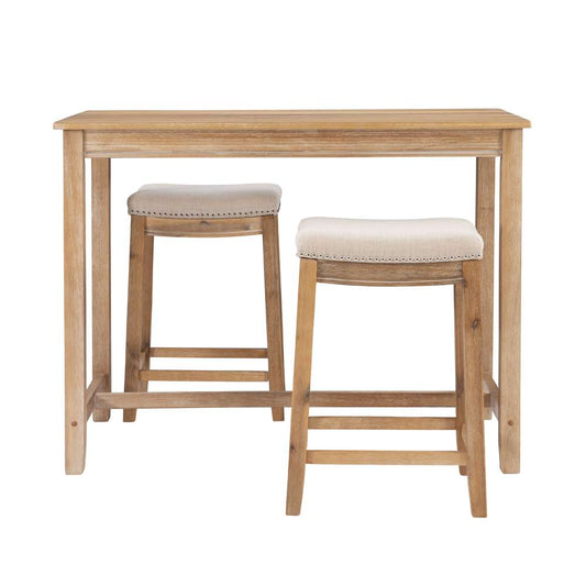 Linon Home Decor - Claridge 3Pc Counter Set Natural - TS52NATABCU veiw 2