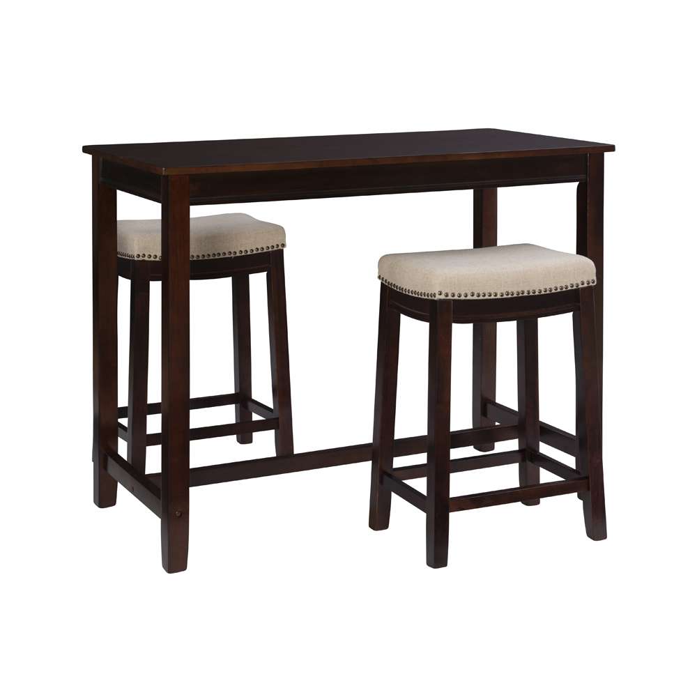 Linon Home Decor - Claridge 3Pc Counter Set Walnut Linen - TS52WALABCU view 1