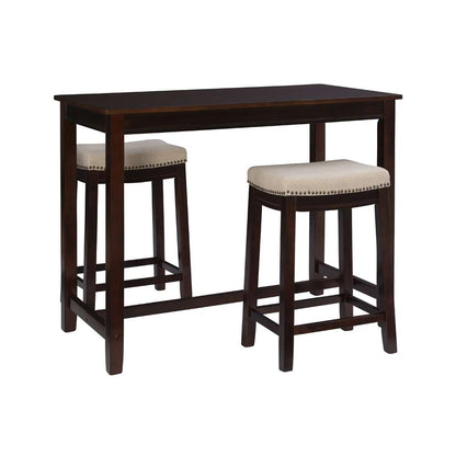 Linon Home Decor - Claridge 3Pc Counter Set Walnut Linen - TS52WALABCU view 1