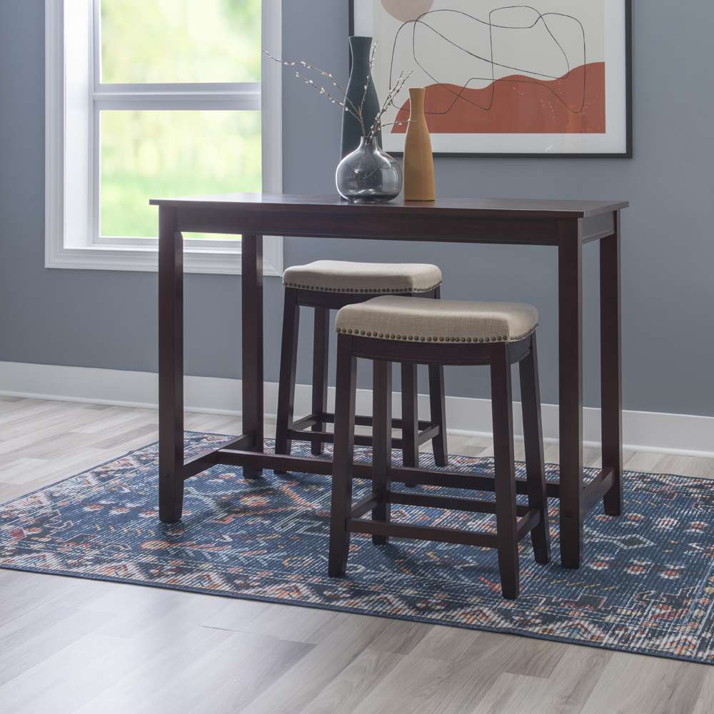 Linon Home Decor - Claridge 3Pc Counter Set Walnut Linen - TS52WALABCU view 4