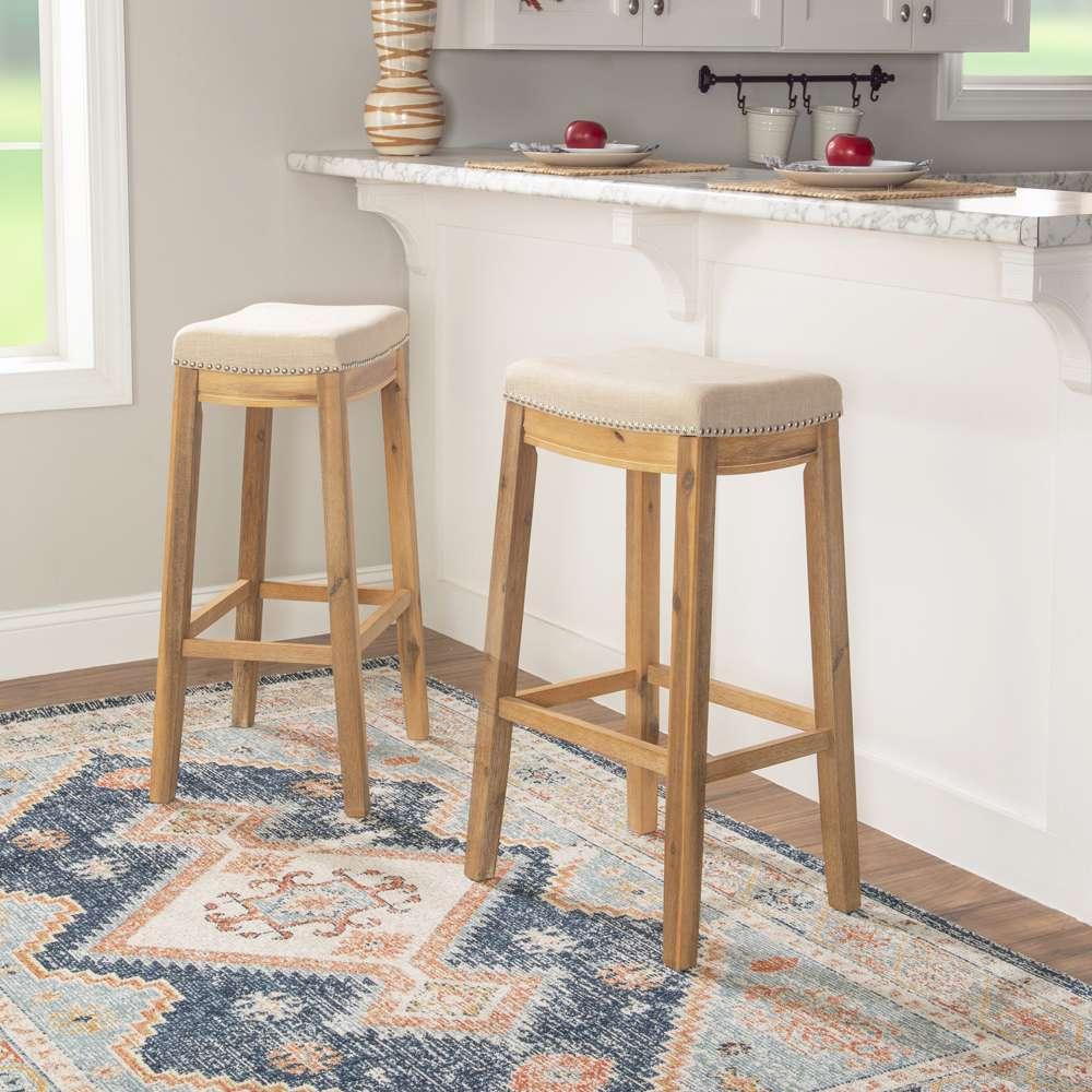 Linon Home Decor - Claridge Acacia Wood Bar Stool - BS215NAT01 veiw 5