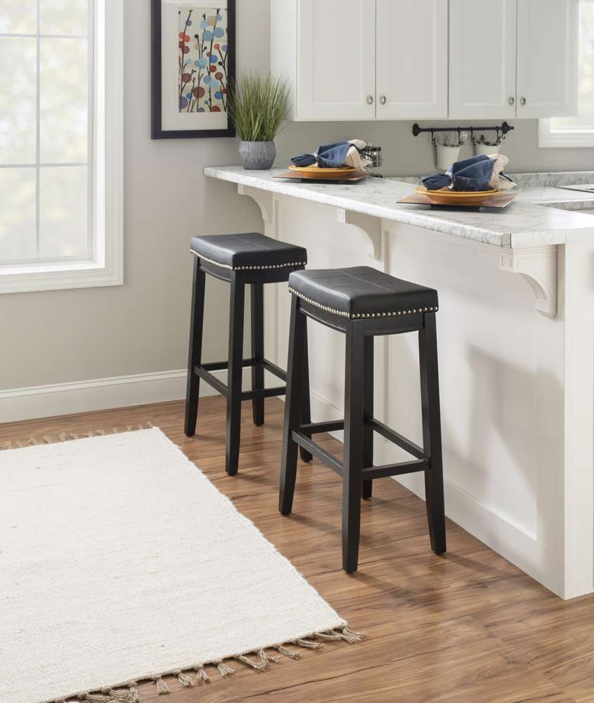 Linon Home Decor - Claridge Black Bar Stool (Set of 2) - BS280BLK02PKU veiw 6
